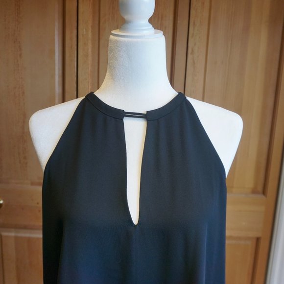 💚 BANANA REPUBLIC Black Keyhole Sleeveless Blouse (S) - Picture 4 of 14